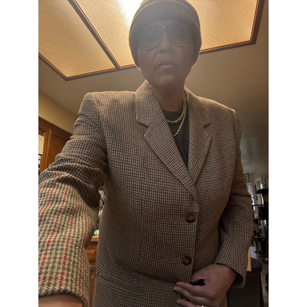 Liz Claiborne Houndstooth Blazer Jacket Vintage Wool Classic Fit Grandpa Granny